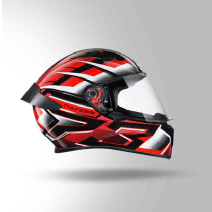 Studds Thunder D6 Decor Black / White & Red With Spoiler - Full Face Helmets