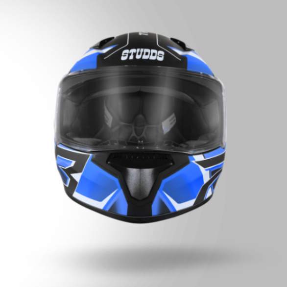 Studds Thunder D6 Decor Matt Black / Blue & Blue With Spoiler - Full Face Helmets