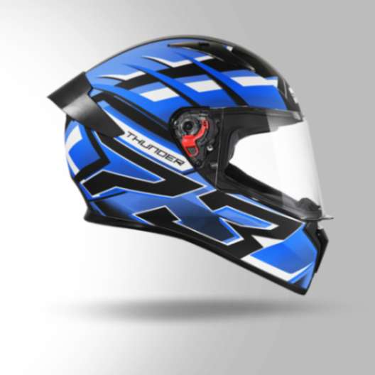 Studds Thunder D6 Decor Matt Black / Blue & Blue With Spoiler - Full Face Helmets