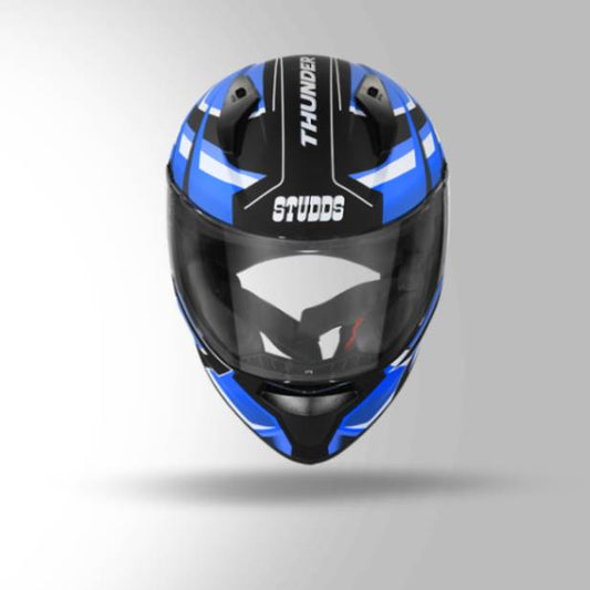 Studds Thunder D6 Decor Matt Black / Blue & Blue With Spoiler - Full Face Helmets