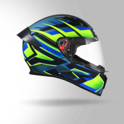 Studds Thunder D6 Decor Matt Black / Green & Blue With Spoiler - Full Face Helmets