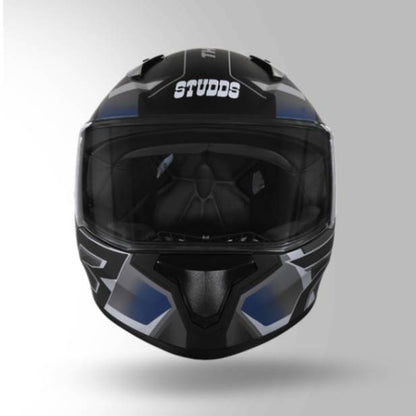 Studds Thunder D6 Decor Matt Black / Grey & White With Spoiler - Full Face Helmets