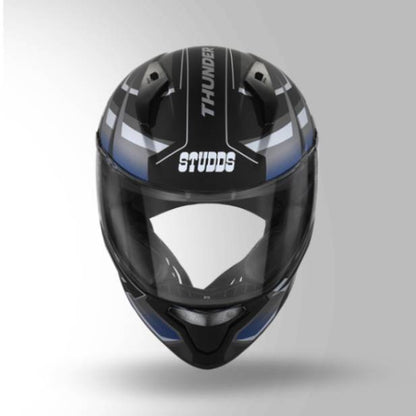 Studds Thunder D6 Decor Matt Black / Grey & White With Spoiler - Full Face Helmets