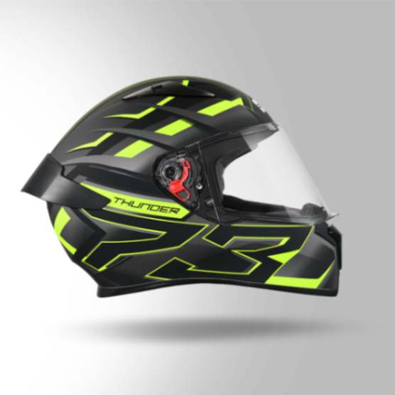 Studds Thunder D6 Decor Matt Black / Grey & Yellow With Spoiler - Full Face Helmets