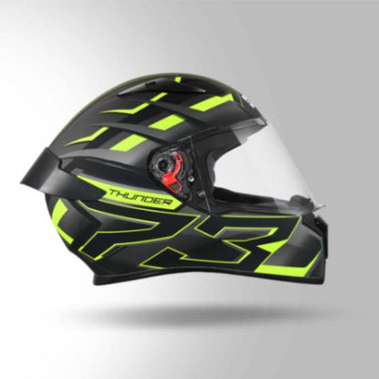Studds Thunder D6 Decor Matt Black / Grey & Yellow With Spoiler - Full Face Helmets