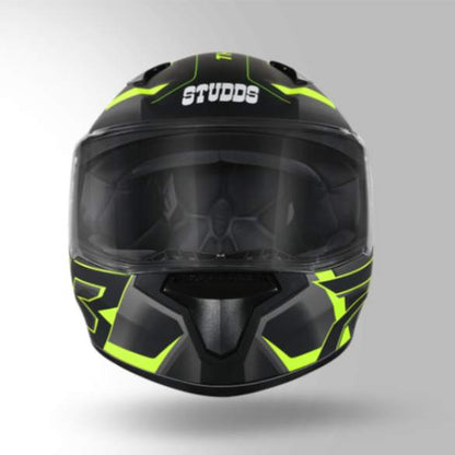 Studds Thunder D6 Decor Matt Black / Grey & Yellow With Spoiler - Full Face Helmets