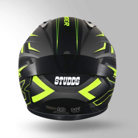 Studds Thunder D6 Decor Matt Black / Grey & Yellow With Spoiler - Full Face Helmets