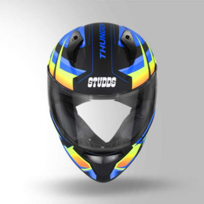 Studds Thunder D6 Decor Matt Black / Orange & Blue With Spoiler - Full Face Helmets