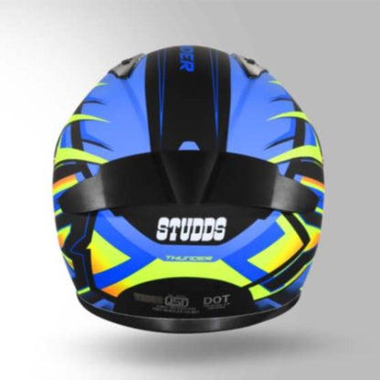 Studds Thunder D6 Decor Matt Black / Orange & Blue With Spoiler - Full Face Helmets