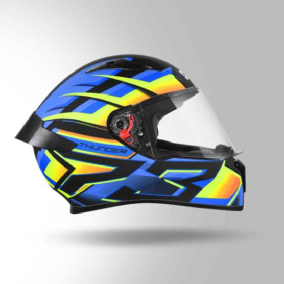 Studds Thunder D6 Decor Matt Black / Orange & Blue With Spoiler - Full Face Helmets