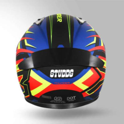 Studds Thunder D6 Decor Matt Black / Red & Blue With Spoiler - Full Face Helmets