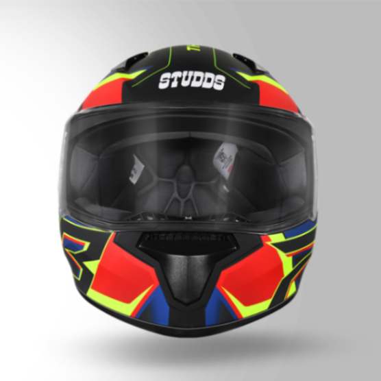Studds Thunder D6 Decor Matt Black / Red & Blue With Spoiler - Full Face Helmets