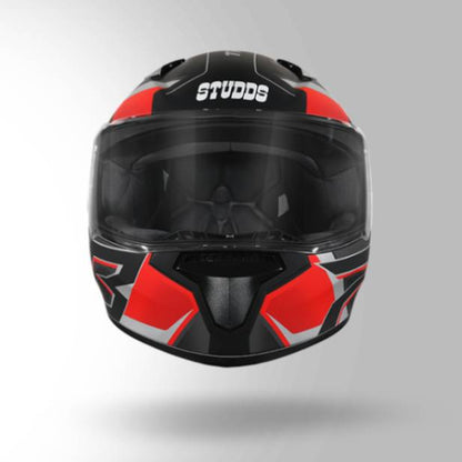 Studds Thunder D6 Decor Matt Black / Red & Grey With Spoiler - Full Face Helmets