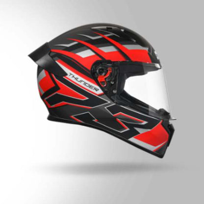 Studds Thunder D6 Decor Matt Black / Red & Grey With Spoiler - Full Face Helmets