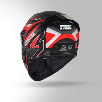 Studds Thunder D6 Decor Matt Black / Red & Grey With Spoiler - Full Face Helmets