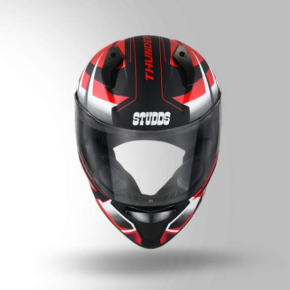 Studds Thunder D6 Decor Matt Black / White & Red With Spoiler - Full Face Helmets