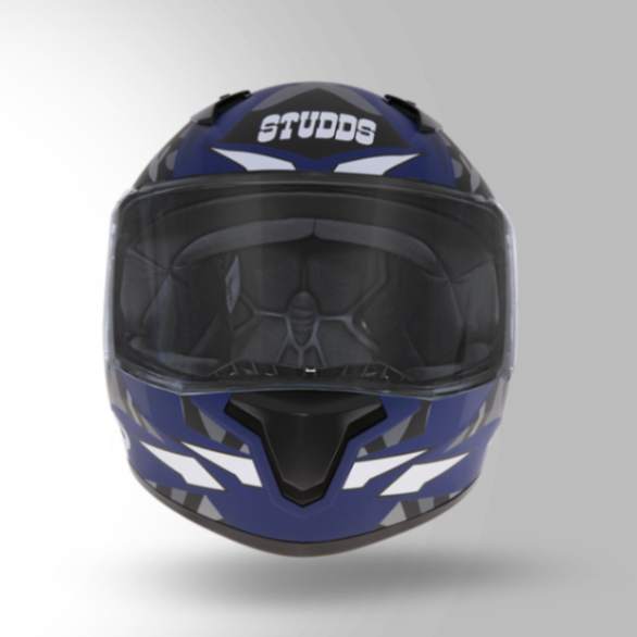 Studds Thunder D7 Decor Matt Blue & Grey With Spoiler - Full Face Helmets
