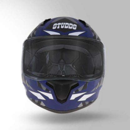 Studds Thunder D7 Decor Matt Blue & Grey With Spoiler - Full Face Helmets