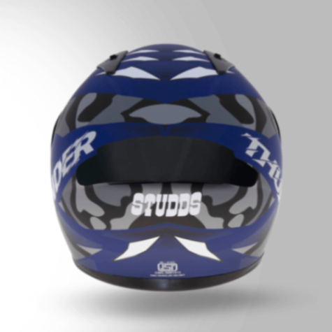 Studds Thunder D7 Decor Matt Blue & Grey With Spoiler - Full Face Helmets