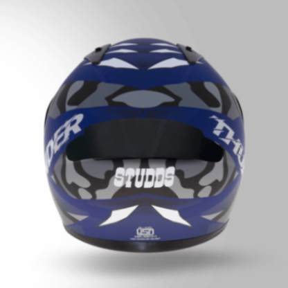 Studds Thunder D7 Decor Matt Blue & Grey With Spoiler - Full Face Helmets