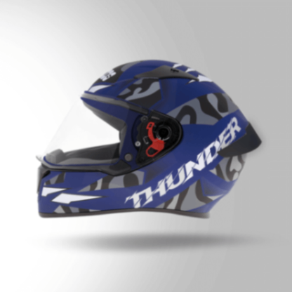 Studds Thunder D7 Decor Matt Blue & Grey With Spoiler - Full Face Helmets