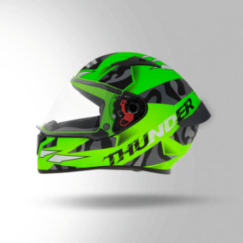 Studds Thunder D7 Decor Matt Neon Green & Black With Spoiler - Full Face Helmets