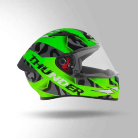 Studds Thunder D7 Decor Matt Neon Green & Black With Spoiler - Full Face Helmets