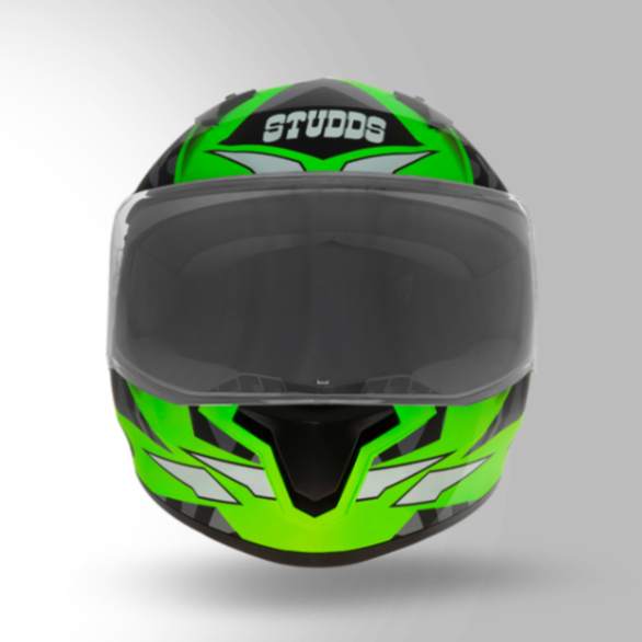 Studds Thunder D7 Decor Neon Green & Black With Spoiler - Full Face Helmets