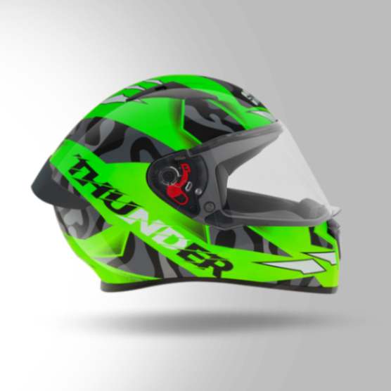 Studds Thunder D7 Decor Neon Green & Black With Spoiler - Full Face Helmets