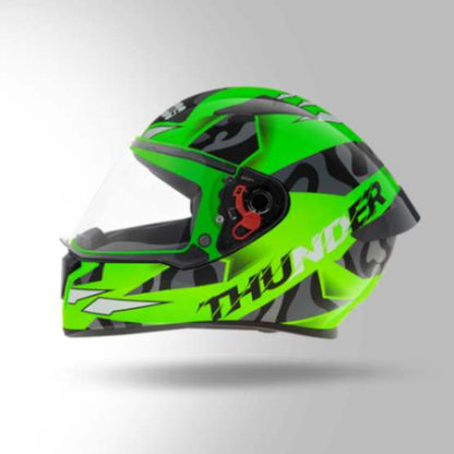 Studds Thunder D7 Decor Neon Green & Black With Spoiler - Full Face Helmets