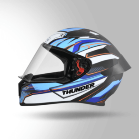 Studds Thunder D8 Decor Black & Blue With Spoiler - Full Face Helmets