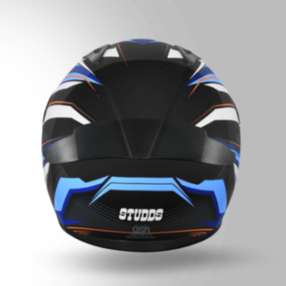 Studds Thunder D8 Decor Black & Blue With Spoiler - Full Face Helmets