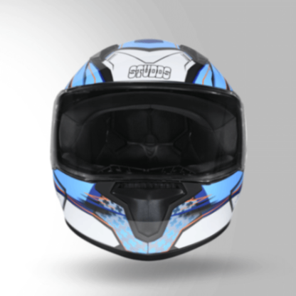 Studds Thunder D8 Decor Black & Blue With Spoiler - Full Face Helmets