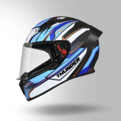 Studds Thunder D8 Decor Matt Black & Blue With Spoiler - Full Face Helmets