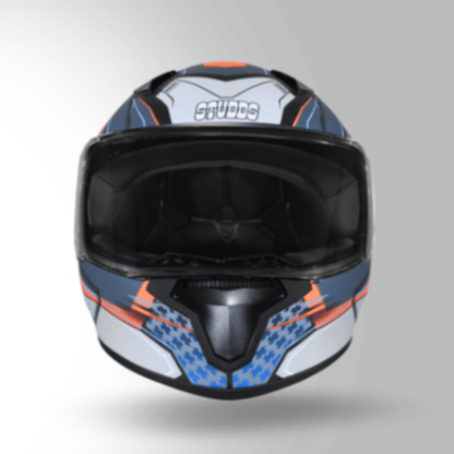 Studds Thunder D8 Decor Matt Black & Grey With Spoiler - Full Face Helmets