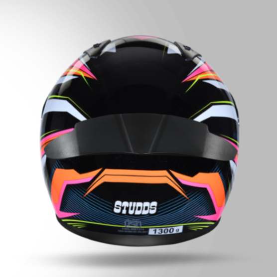 Studds Thunder D8 Decor Black & Orange With Spoiler - Full Face Helmets