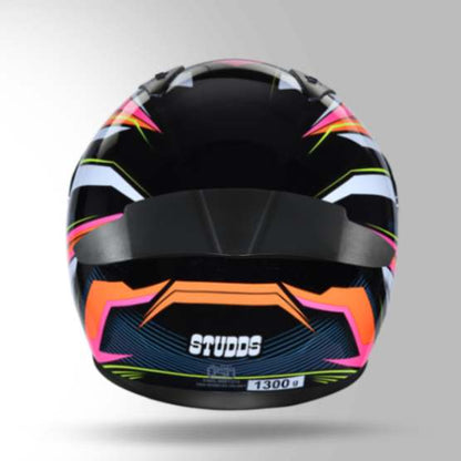 Studds Thunder D8 Decor Black & Orange With Spoiler - Full Face Helmets