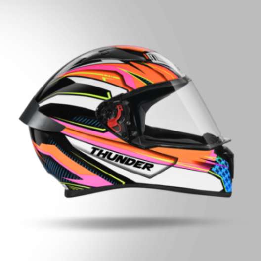 Studds Thunder D8 Decor Black & Orange With Spoiler - Full Face Helmets