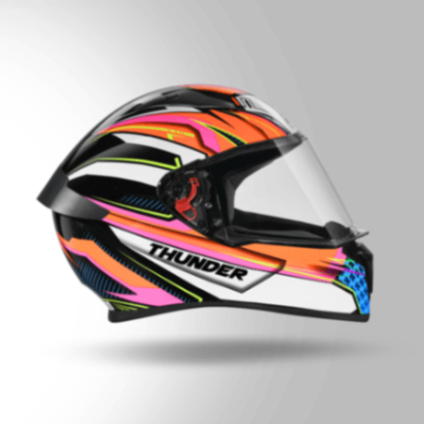 Studds Thunder D8 Decor Matt Black & Orange With Spoiler - Full Face Helmets
