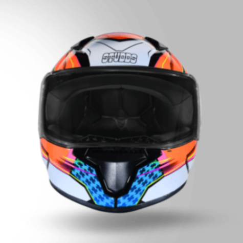 Studds Thunder D8 Decor Matt Black & Orange With Spoiler - Full Face Helmets