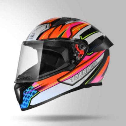 Studds Thunder D8 Decor Matt Black & Orange With Spoiler - Full Face Helmets