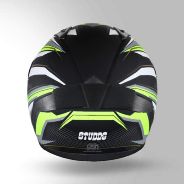 Studds Thunder D8 Decor Matt Black &Yellow With Spoiler - Full Face Helmets