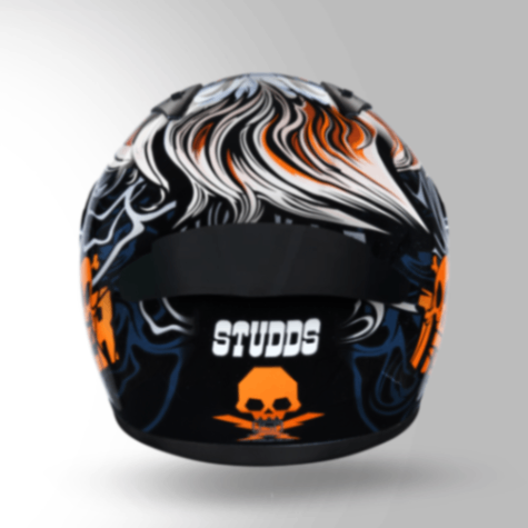 Studds Thunder D9 Decor Black & Orange With Spoiler - Full Face Helmets