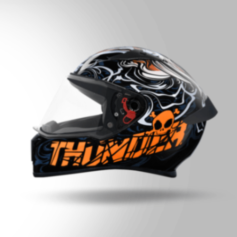 Studds Thunder D9 Decor Black & Orange With Spoiler - Full Face Helmets