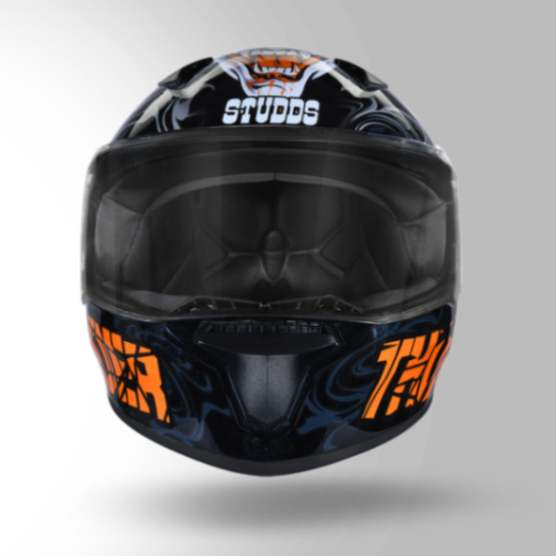 Studds Thunder D9 Decor Black & Orange With Spoiler - Full Face Helmets