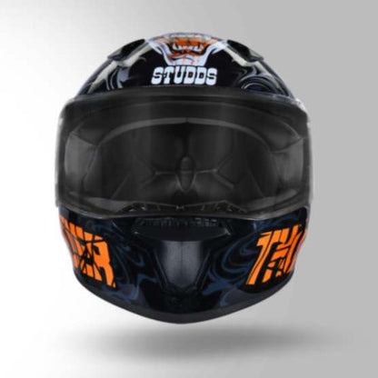 Studds Thunder D9 Decor Black & Orange With Spoiler - Full Face Helmets