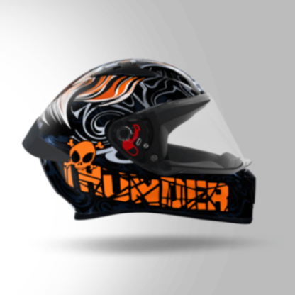 Studds Thunder D9 Decor Black & Orange With Spoiler - Full Face Helmets