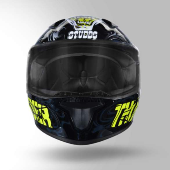 Studds Thunder D9 Decor Black & Yellow With Spoiler - Full Face Helmets