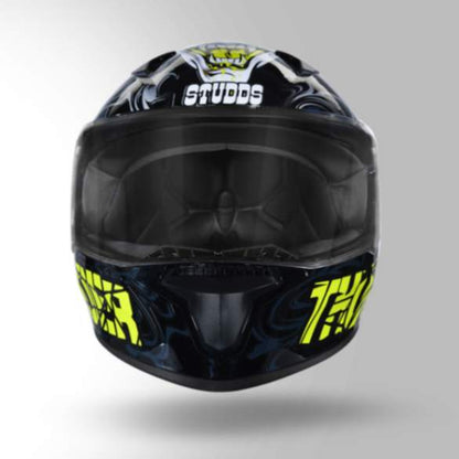 Studds Thunder D9 Decor Black & Yellow With Spoiler - Full Face Helmets