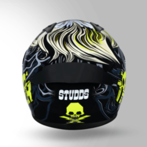 Studds Thunder D9 Decor Black & Yellow With Spoiler - Full Face Helmets